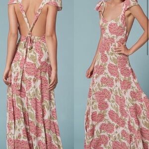 Reformation Pink and Green Floral Maxi Dress